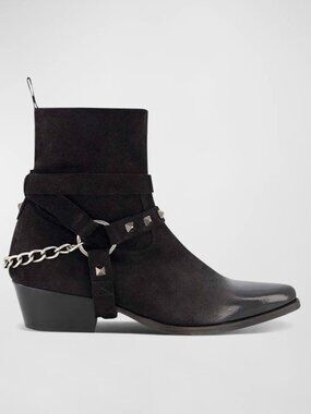 Karl Lagerfeld Paris Men's White Label Studded Suede & Leather Boots Size 9M/42